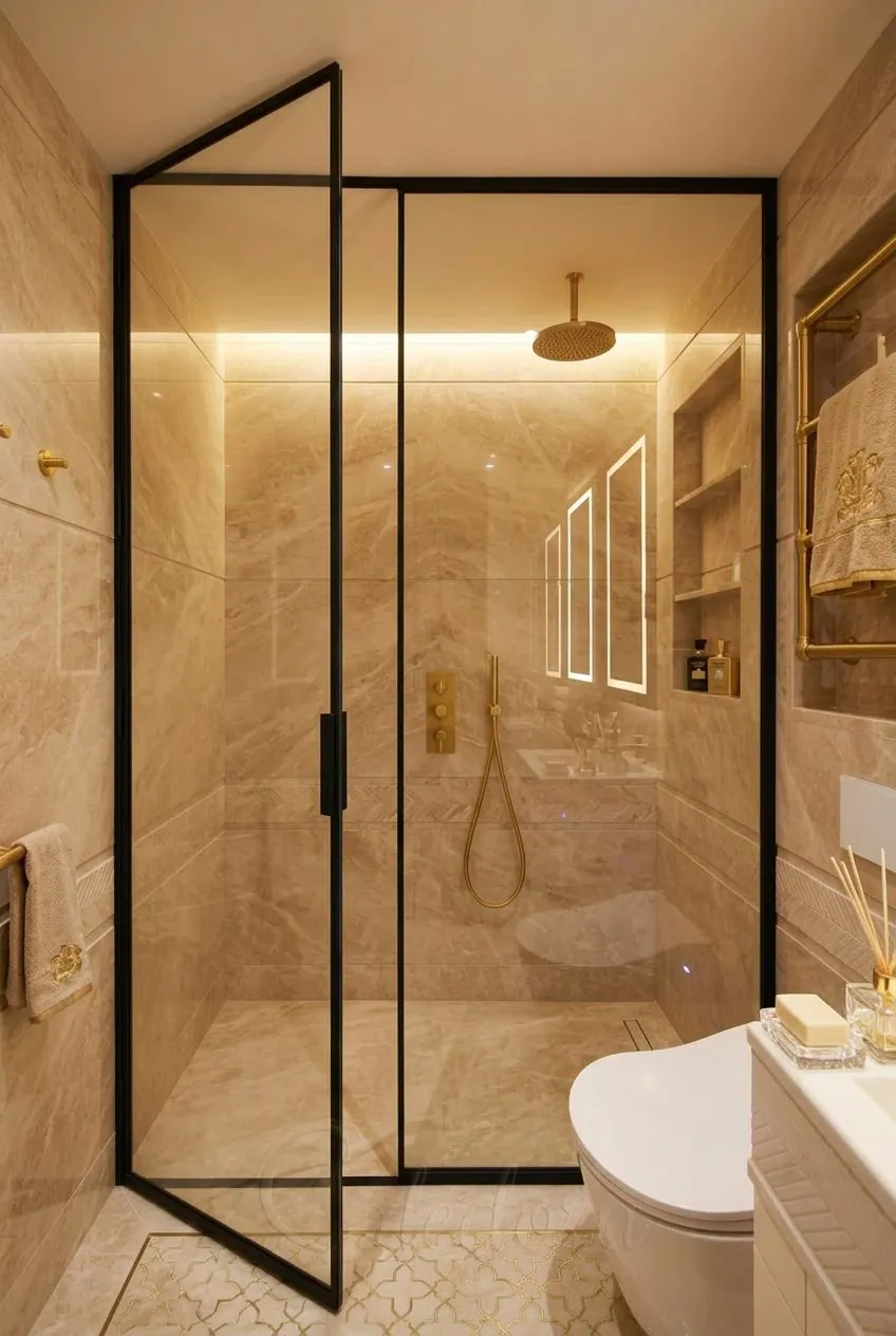 Hinged door with fixed panel
