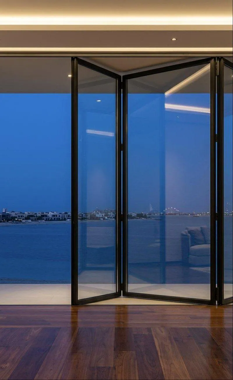 Slim folding doors opening to the terrace