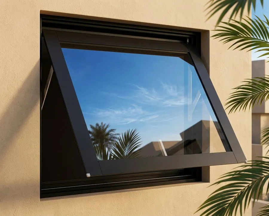 Top-hung awning in black